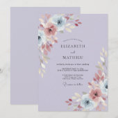 Immergrün-Malven-Ranunculus-Eukalyptus-Hochzeit Einladung (Vorne/Hinten)