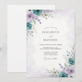 Immergrün-Malvenfarbene Pfingstrose Hochzeit Einladung (Vorne/Hinten)