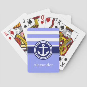 Immergrün Marineblau Nautik-Streifen Anker 1ICBR Spielkarten
