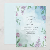 Immergrün-Mauve-Reben-Hochzeit Einladung (Vorne/Hinten)