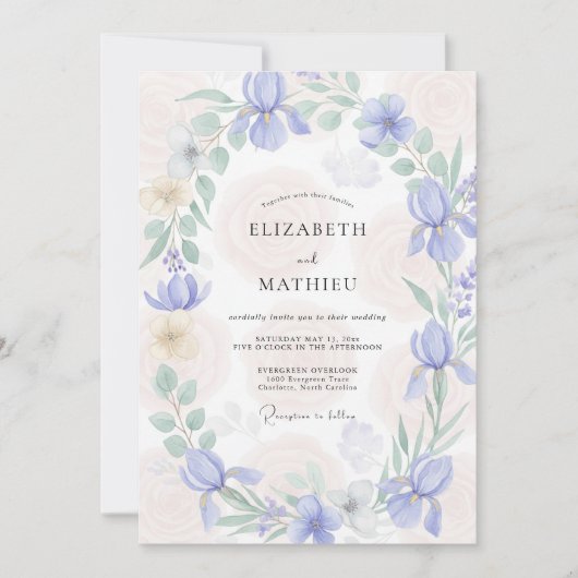 Immergrün-Mint-Blumenhochzeit Einladung (Vorderseite)