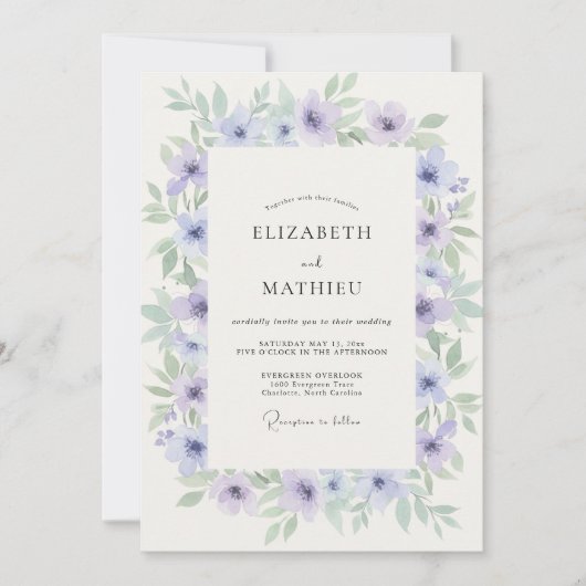 Immergrün-Mint-Kranz-Hochzeit Einladung (Vorderseite)