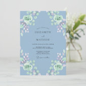 Immergrün-Mint-Laub-Eukalyptus-Hochzeit Einladung (Stehend Vorderseite)