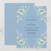 Immergrün-Mint-Laub-Eukalyptus-Hochzeit Einladung (Vorne/Hinten)