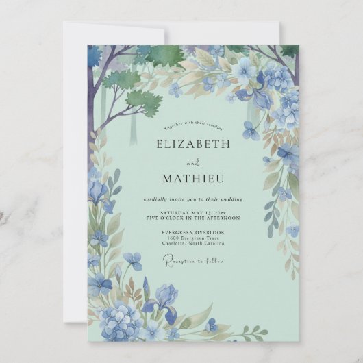 Immergrün-Mint-Rebe-Hochzeit Einladung (Vorderseite)