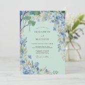 Immergrün-Mint-Rebe-Hochzeit Einladung (Stehend Vorderseite)