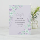 Immergrün-Mint-Rosen-Hochzeit Einladung (Stehend Vorderseite)