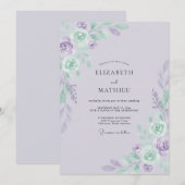 Immergrün-Mint-Rosen-Hochzeit Einladung (Vorne/Hinten)