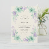 Immergrün-Mint-Wasserfarben-Hochzeit Einladung (Stehend Vorderseite)