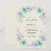 Immergrün-Mint-Wasserfarben-Hochzeit Einladung (Vorne/Hinten)