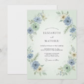 Immergrün-Minz-Ranunculus-Eukalyptus-Hochzeit Einladung (Vorne/Hinten)
