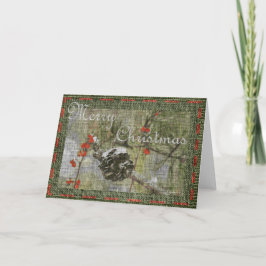 Immergrün mit Pinecone und Beeren Weihnachtskarte Feiertagskarte