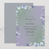 Immergrün-Mond-Eukalyptus-Hochzeit Einladung (Vorne/Hinten)