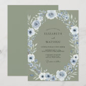 Immergrün-Moos-Kranz-Hochzeit Einladung (Vorne/Hinten)
