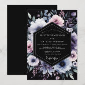 Immergrün-Nachtflorale Hochzeit Einladung (Vorne/Hinten)