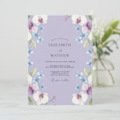 Immergrün-Orchideen-Blüten-Hochzeit Einladung (Stehend Vorderseite)