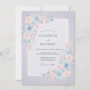 Immergrün Pastell Pfingstrosen Hochzeit Einladung