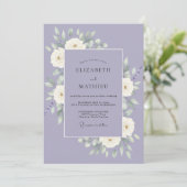 Immergrün Pfingstrosen Kranz Hochzeit Einladung (Stehend Vorderseite)