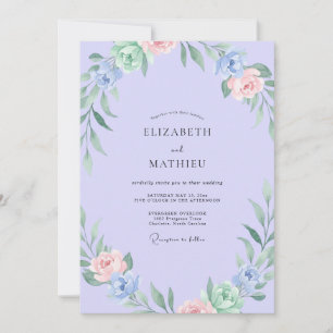 Immergrün-Pfirsich-Laub-Sage-Hochzeit Einladung