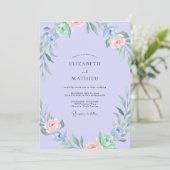 Immergrün-Pfirsich-Laub-Sage-Hochzeit Einladung (Stehend Vorderseite)