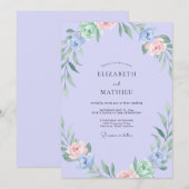 Immergrün-Pfirsich-Laub-Sage-Hochzeit Einladung (Vorne/Hinten)
