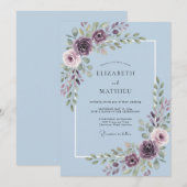 Immergrün-Pfirsichblüten-Hochzeit Einladung (Vorne/Hinten)