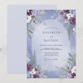 Immergrün-Pflaume-Blatt-Hochzeit Einladung (Vorne/Hinten)