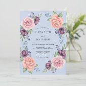 Immergrün Romantischer Blumenkranz Hochzeit Einladung (Stehend Vorderseite)