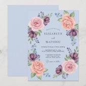 Immergrün Romantischer Blumenkranz Hochzeit Einladung (Vorne/Hinten)