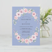 Immergrün Romantischer Blumenkranz Hochzeit Einladung (Stehend Vorderseite)