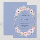 Immergrün Romantischer Blumenkranz Hochzeit Einladung (Vorne/Hinten)