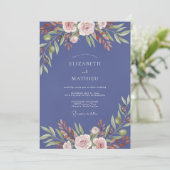 Immergrün Rosa Blütenblatt Hochzeit Einladung (Stehend Vorderseite)