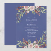 Immergrün Rosa Blütenblatt Hochzeit Einladung (Vorne/Hinten)