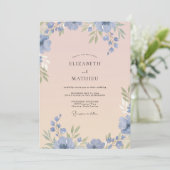 Immergrün-Rosa-Hochzeit Einladung (Stehend Vorderseite)
