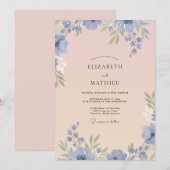Immergrün-Rosa-Hochzeit Einladung (Vorne/Hinten)