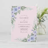 Immergrün-Rosé-Blatt-Hochzeit Einladung (Stehend Vorderseite)