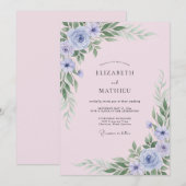 Immergrün-Rosé-Blatt-Hochzeit Einladung (Vorne/Hinten)