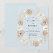 Immergrün-Rosé-Blumenkranz-Hochzeit Einladung (Vorne/Hinten)