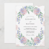 Immergrün-Rosé-Kranz-Hochzeit Einladung (Vorne/Hinten)