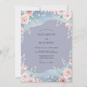 Immergrün-Rosé-Wildblumenhochzeit Einladung