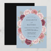 Immergrün-Rosen-Kranz-Hochzeit Einladung (Vorne/Hinten)