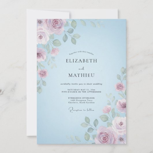 Immergrün sanfte Blütenhochzeit Einladung (Vorderseite)