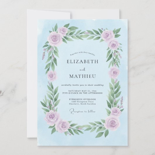 Immergrün Sanfte Blütenhochzeit Einladung (Vorderseite)