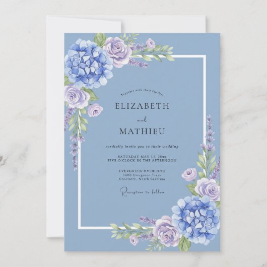 Immergrün sanfte florale Hochzeit Einladung (Vorderseite)