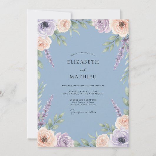 Immergrün Sanfte Florale Hochzeit Einladung (Vorderseite)