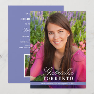 Immergrün-Schriftzug-Name Foto-Abschlussfeier Einladung