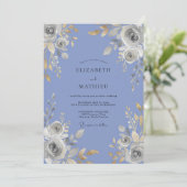 Immergrün-Silber-Rosen-Hochzeit Einladung (Stehend Vorderseite)