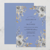 Immergrün-Silber-Rosen-Hochzeit Einladung (Vorne/Hinten)