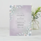 Immergrün Silbernes Blatt-Hochzeit Einladung (Stehend Vorderseite)