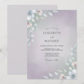 Immergrün Silbernes Blatt-Hochzeit Einladung (Vorne/Hinten)